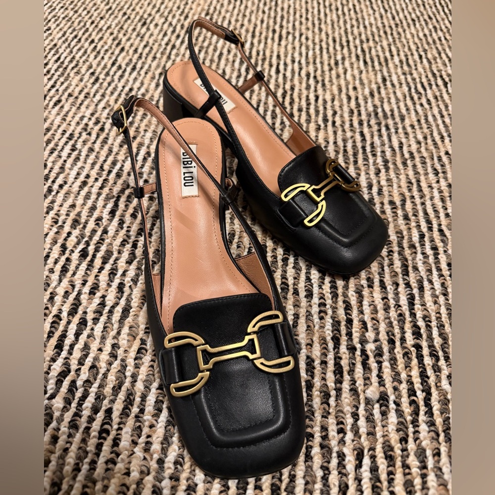 Bibi Lou slingback shoes. Leather. Black. Size 39 ( fit like 8.5)